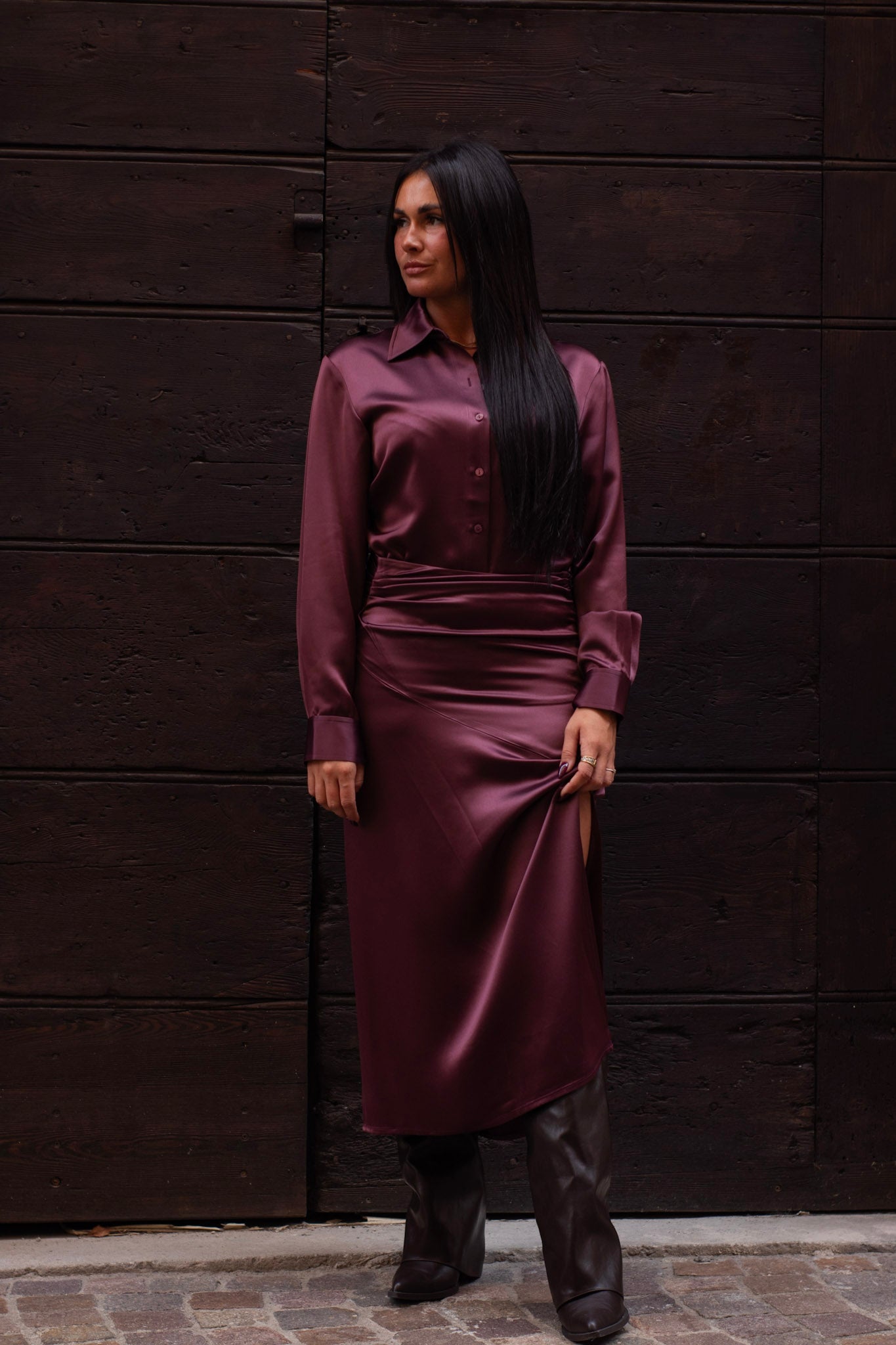 Abito Chemisier in raso di acetato winetasting