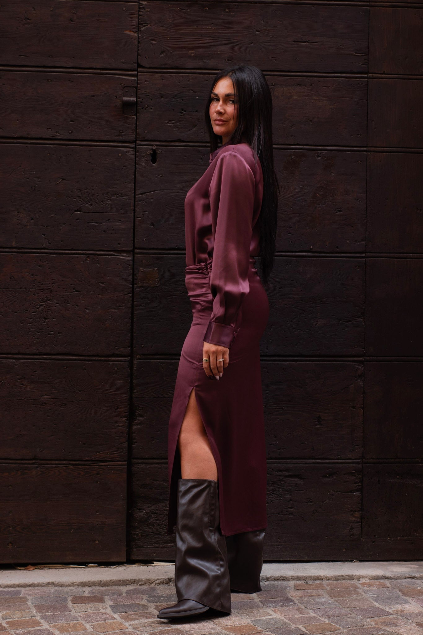 Abito Chemisier in raso di acetato winetasting