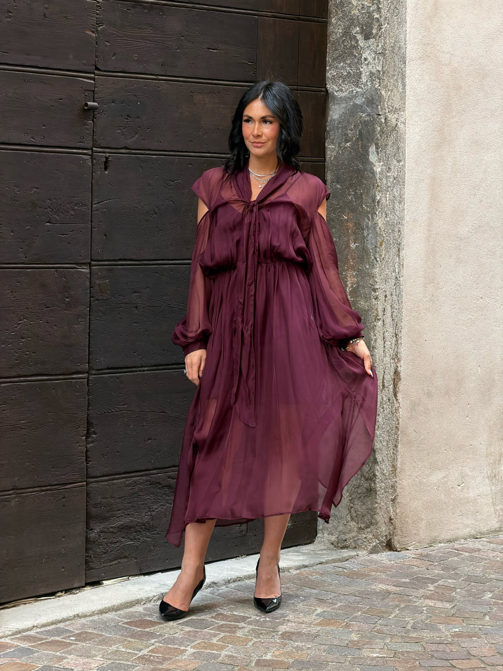 Abito lungo royal brown