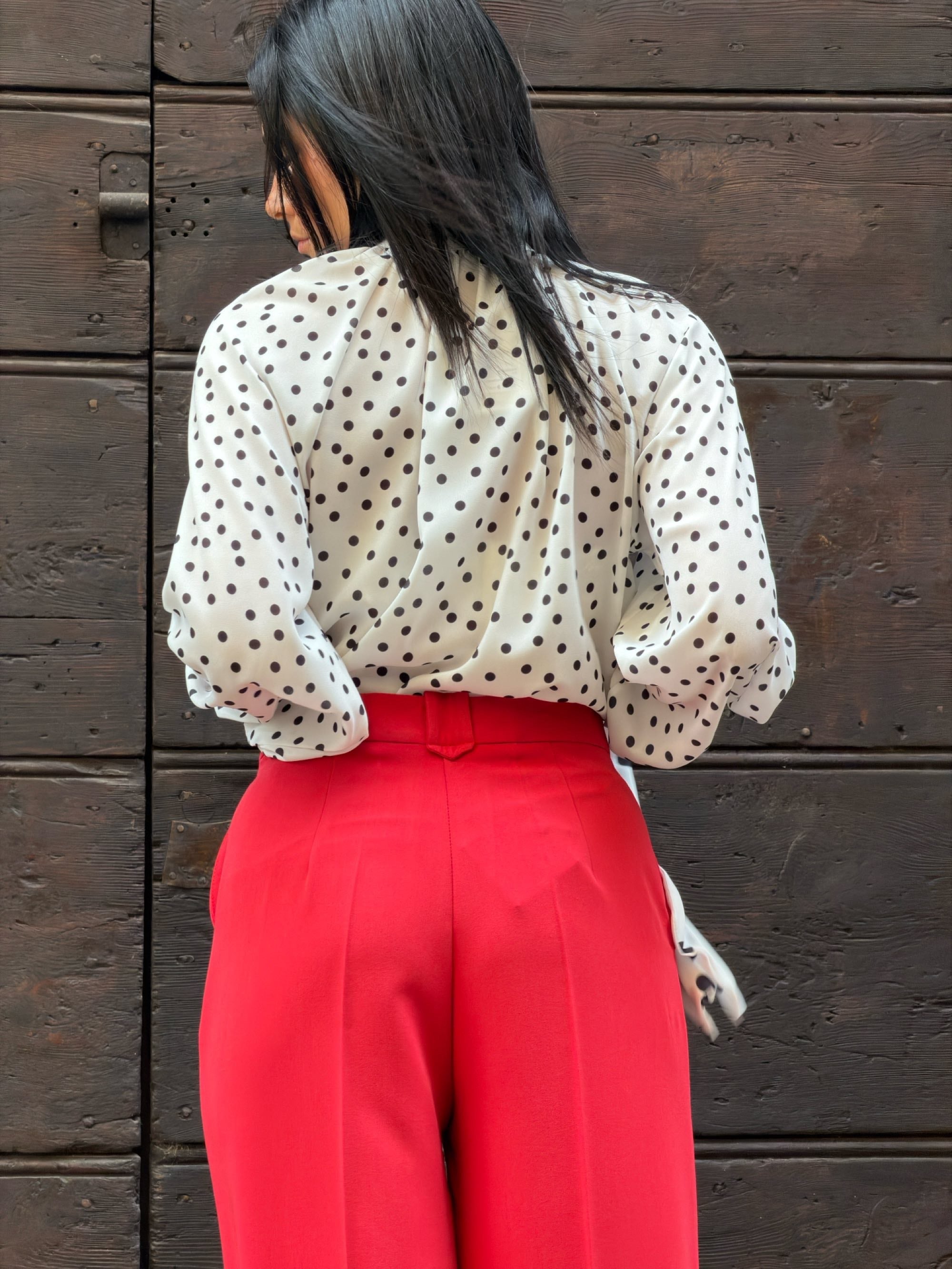 Blusa fiocco pois bianco e nero