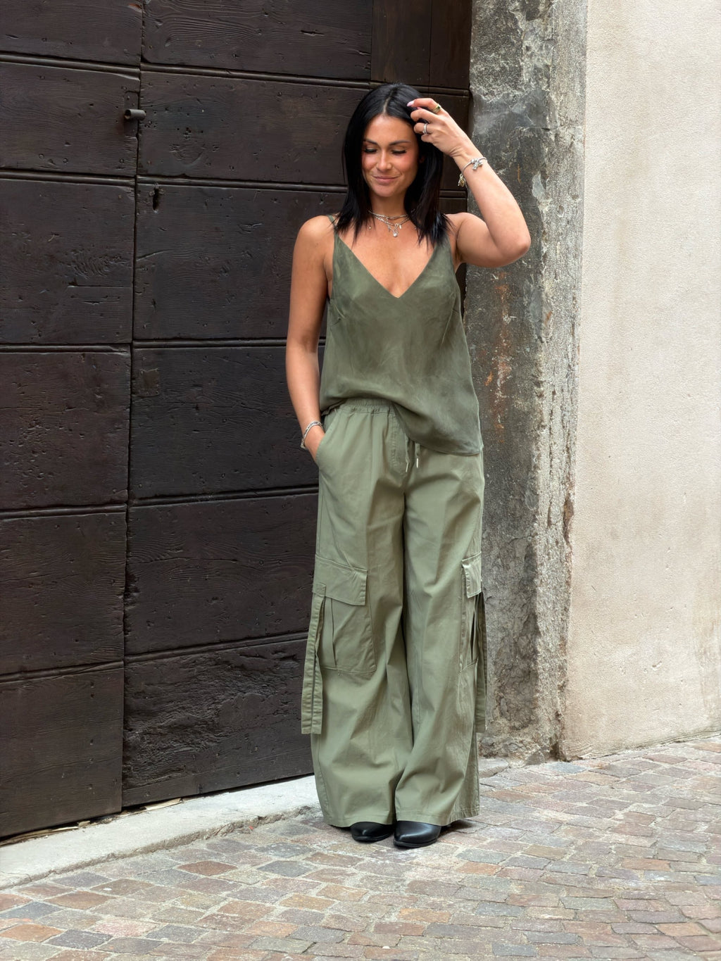 Pantalone con tasche verde