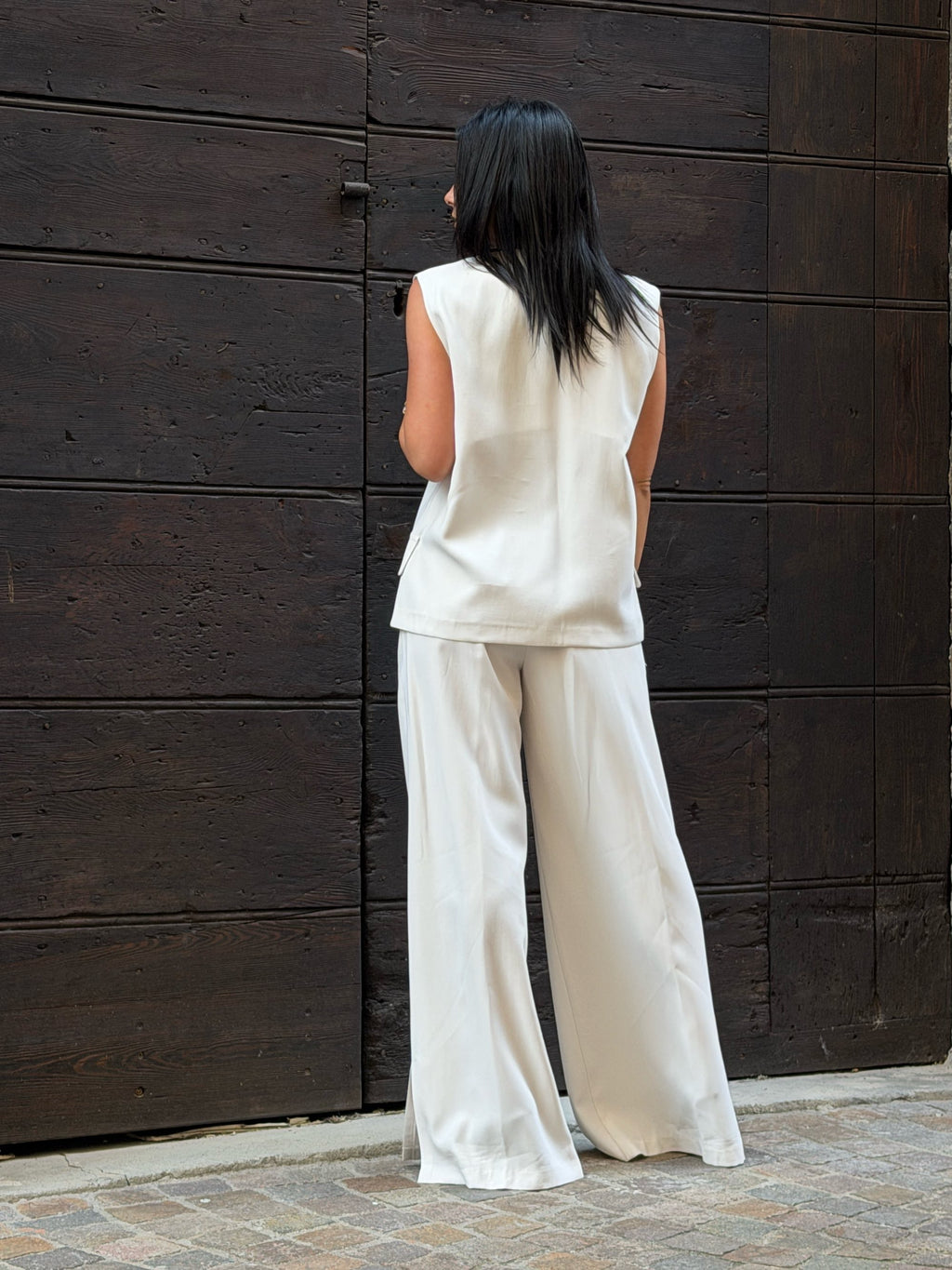 Pantalone full length con spacco burro
