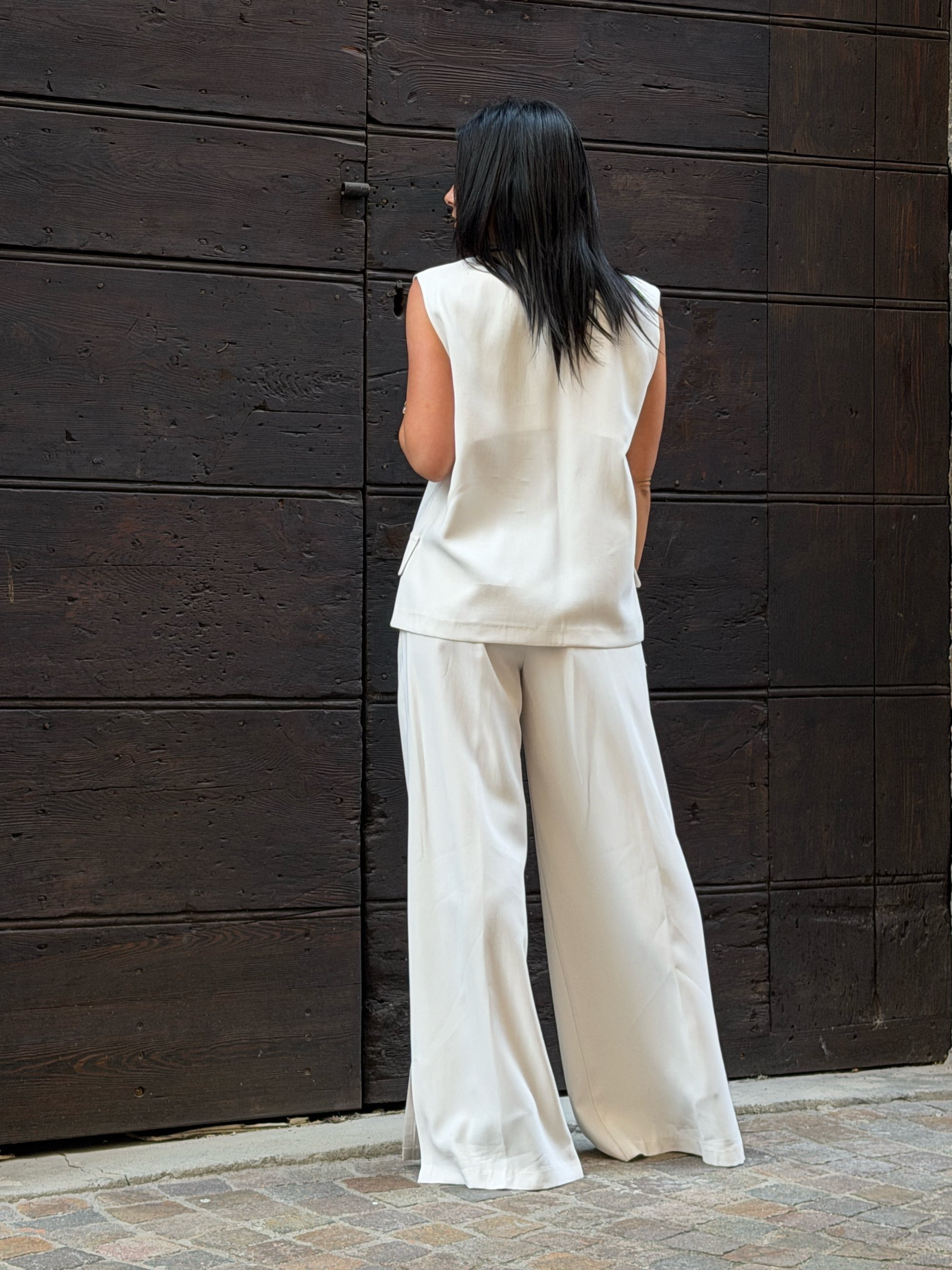 Pantalone full length con spacco burro