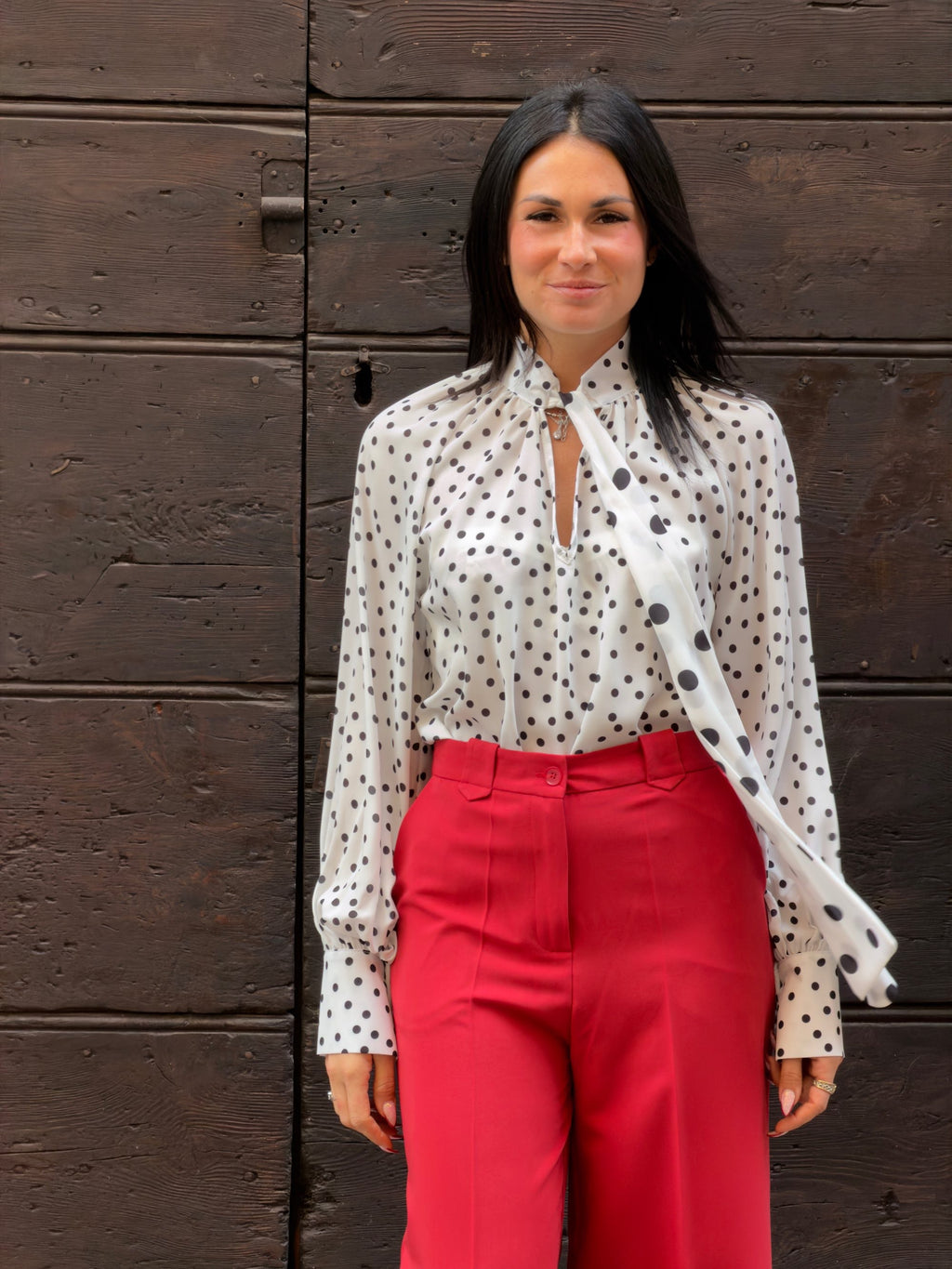 Blusa fiocco pois bianco e nero