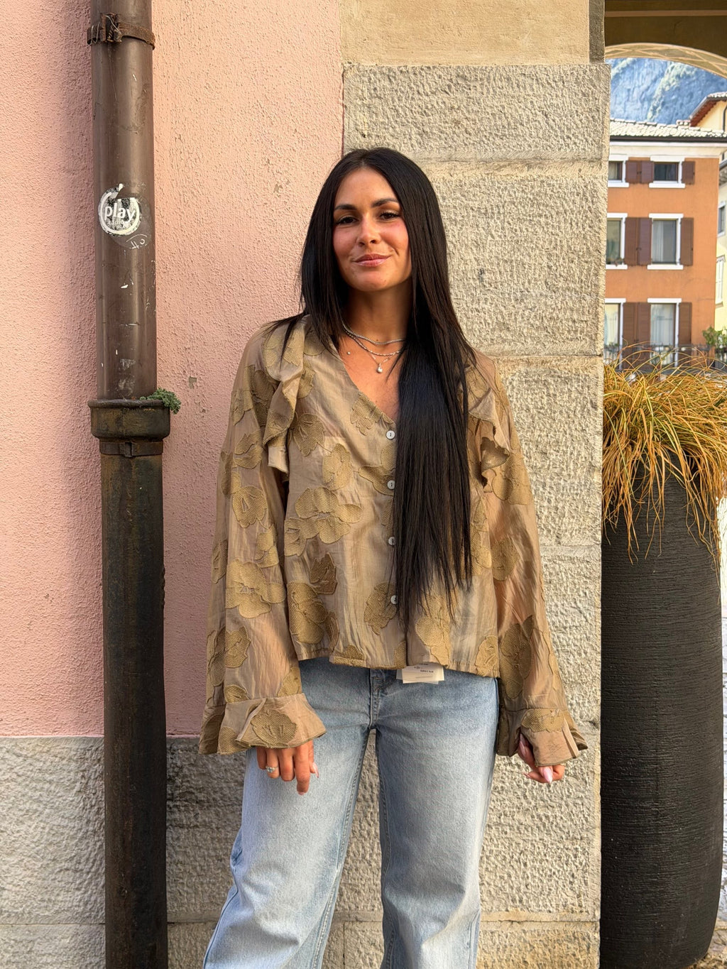 Camicia militare fiori