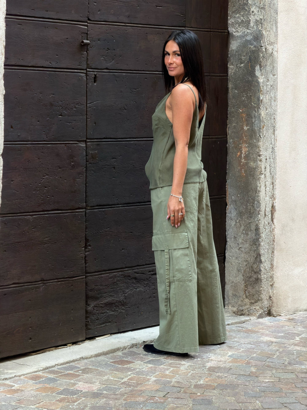 Pantalone con tasche verde