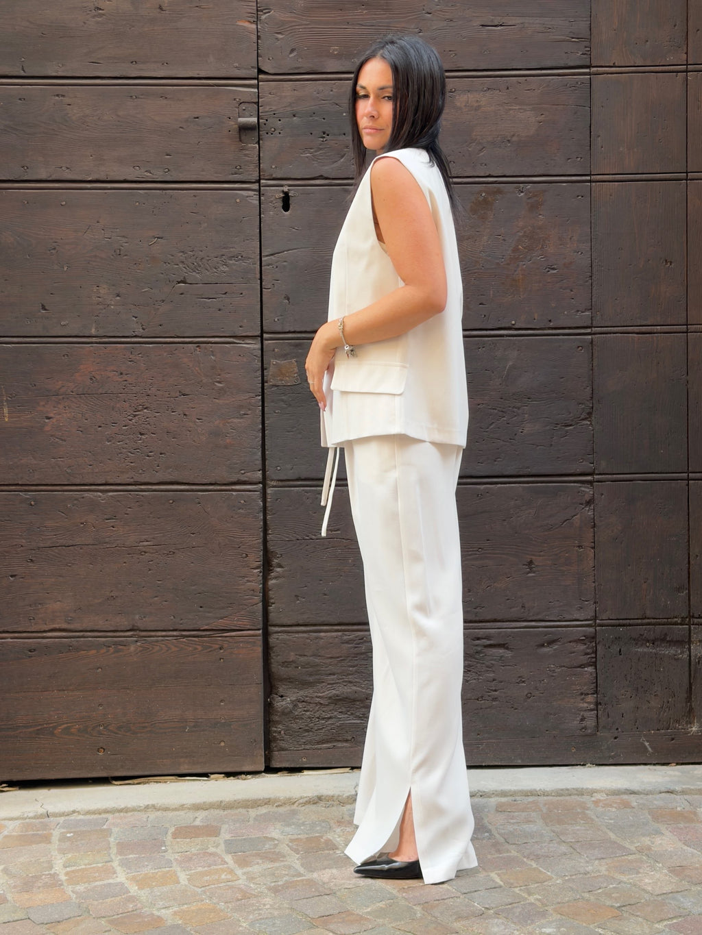 Pantalone full length con spacco burro