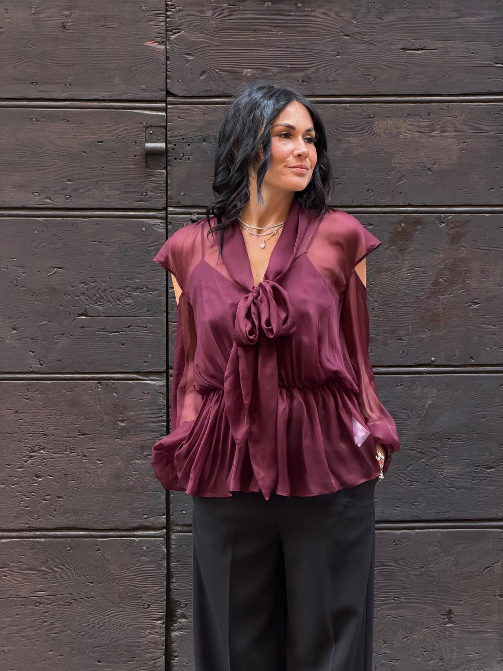 Blusa scollo a V royal brown
