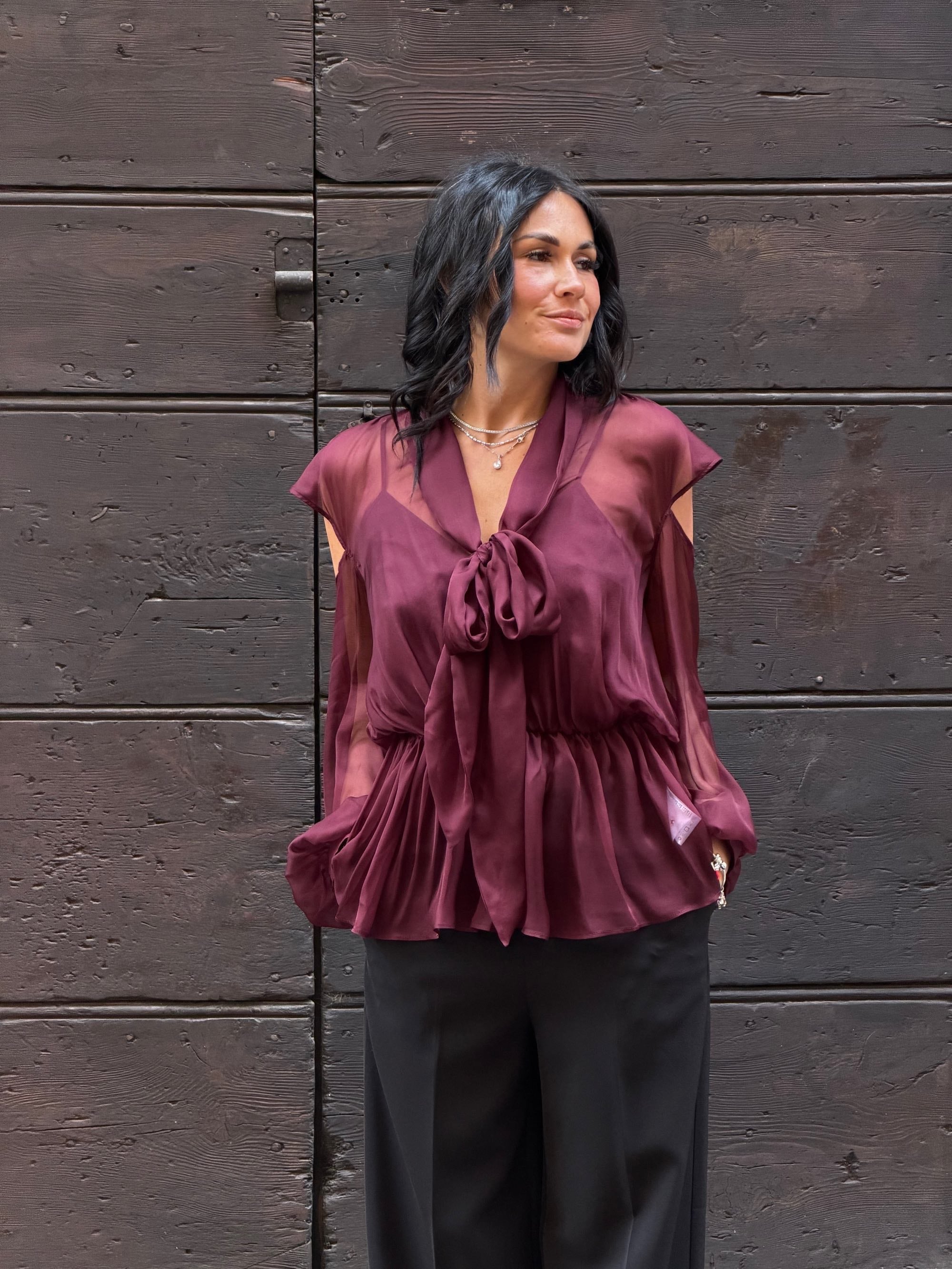 Blusa scollo a V royal brown