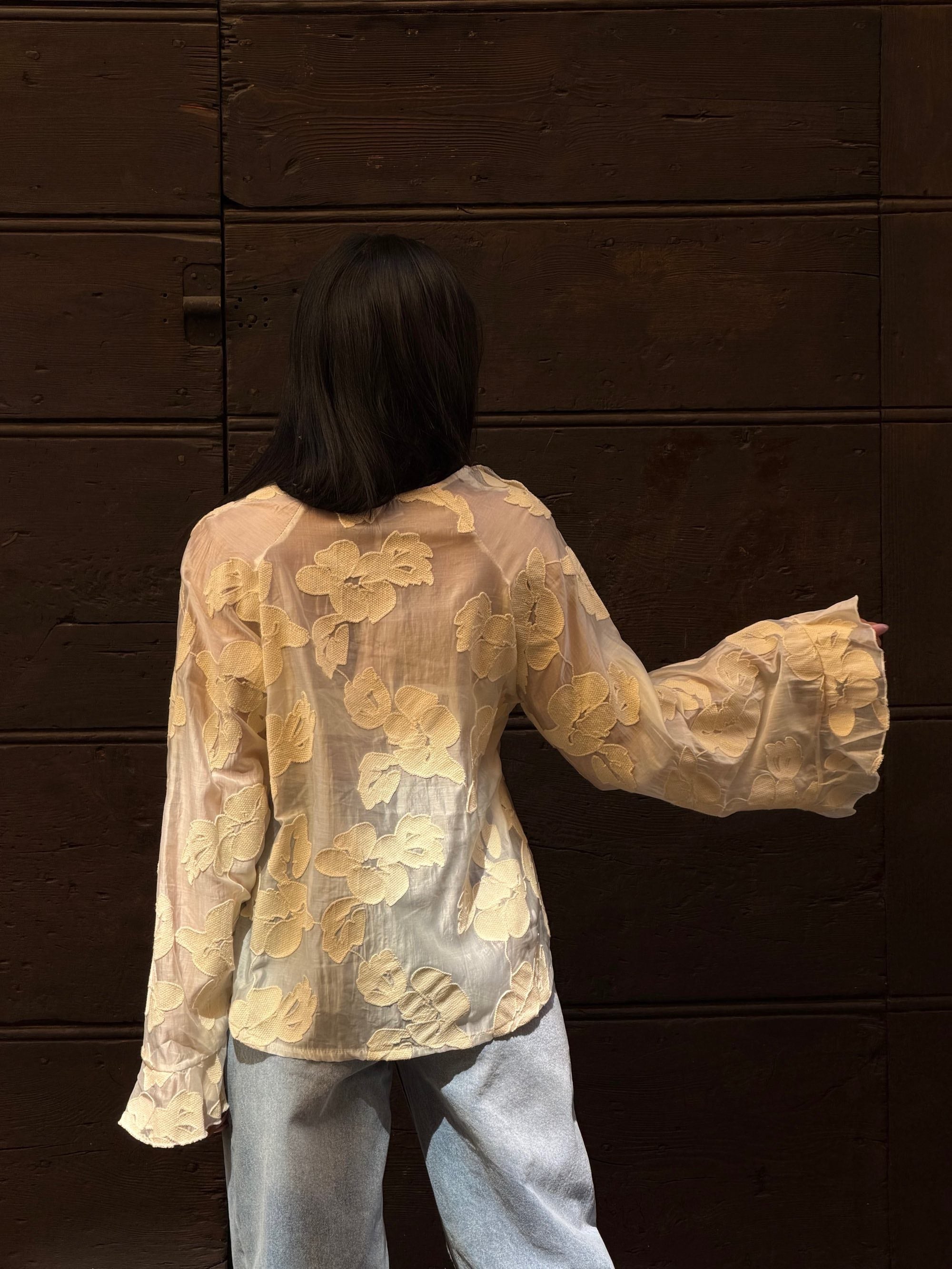 Camicia panna fiori