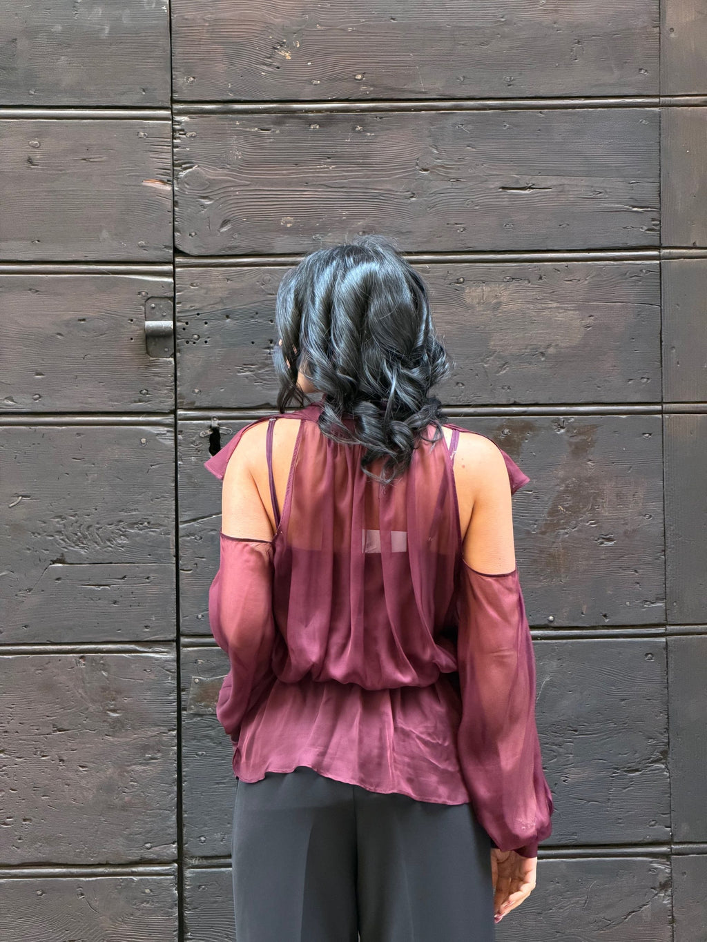 Blusa scollo a V royal brown