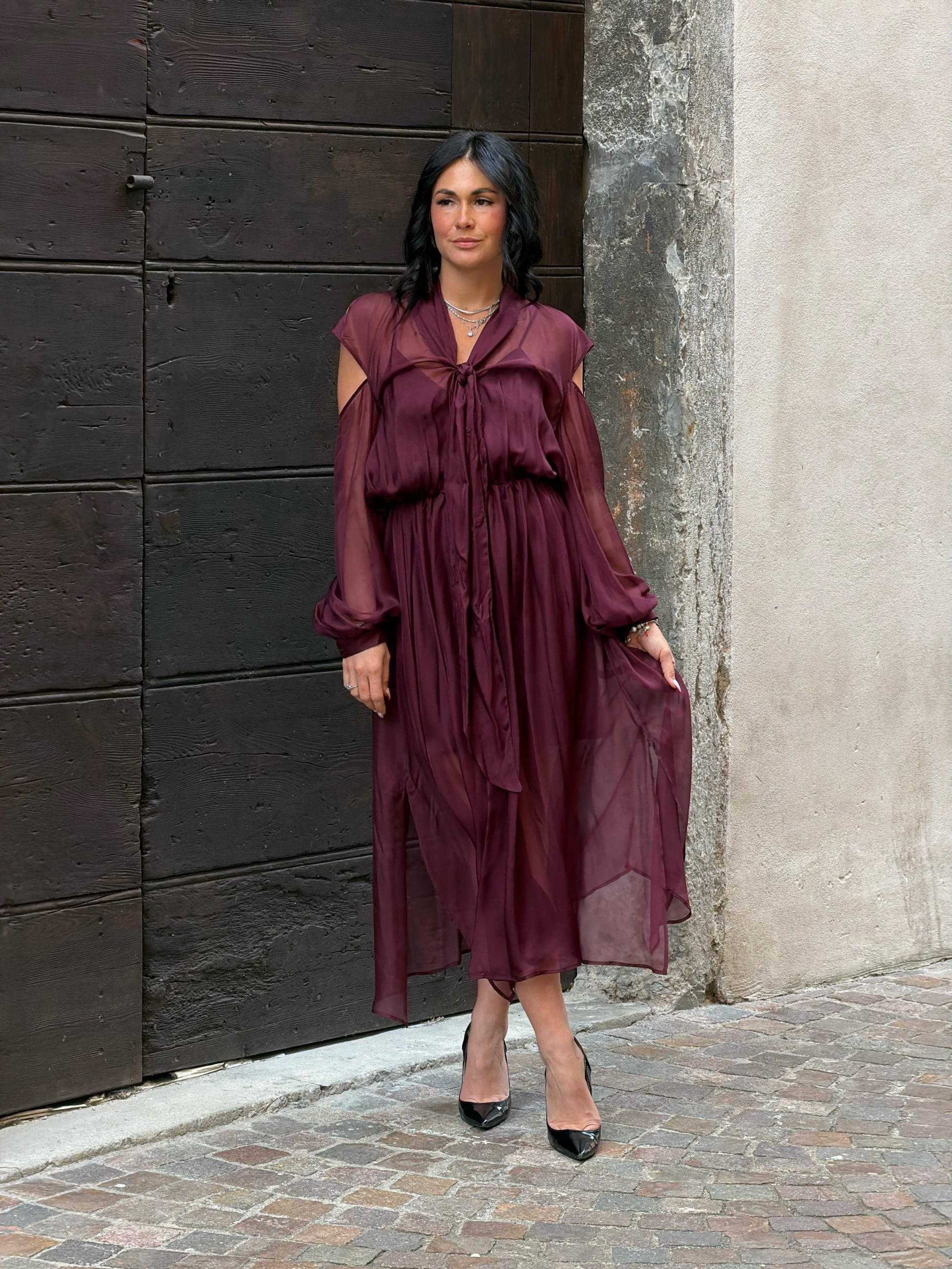 Abito lungo royal brown
