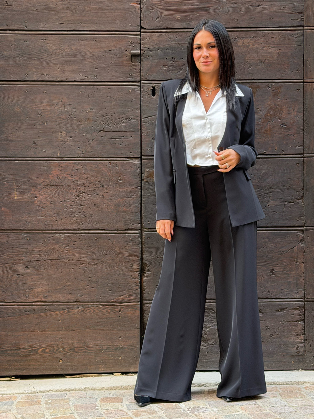 Giacca fit senza revers nero