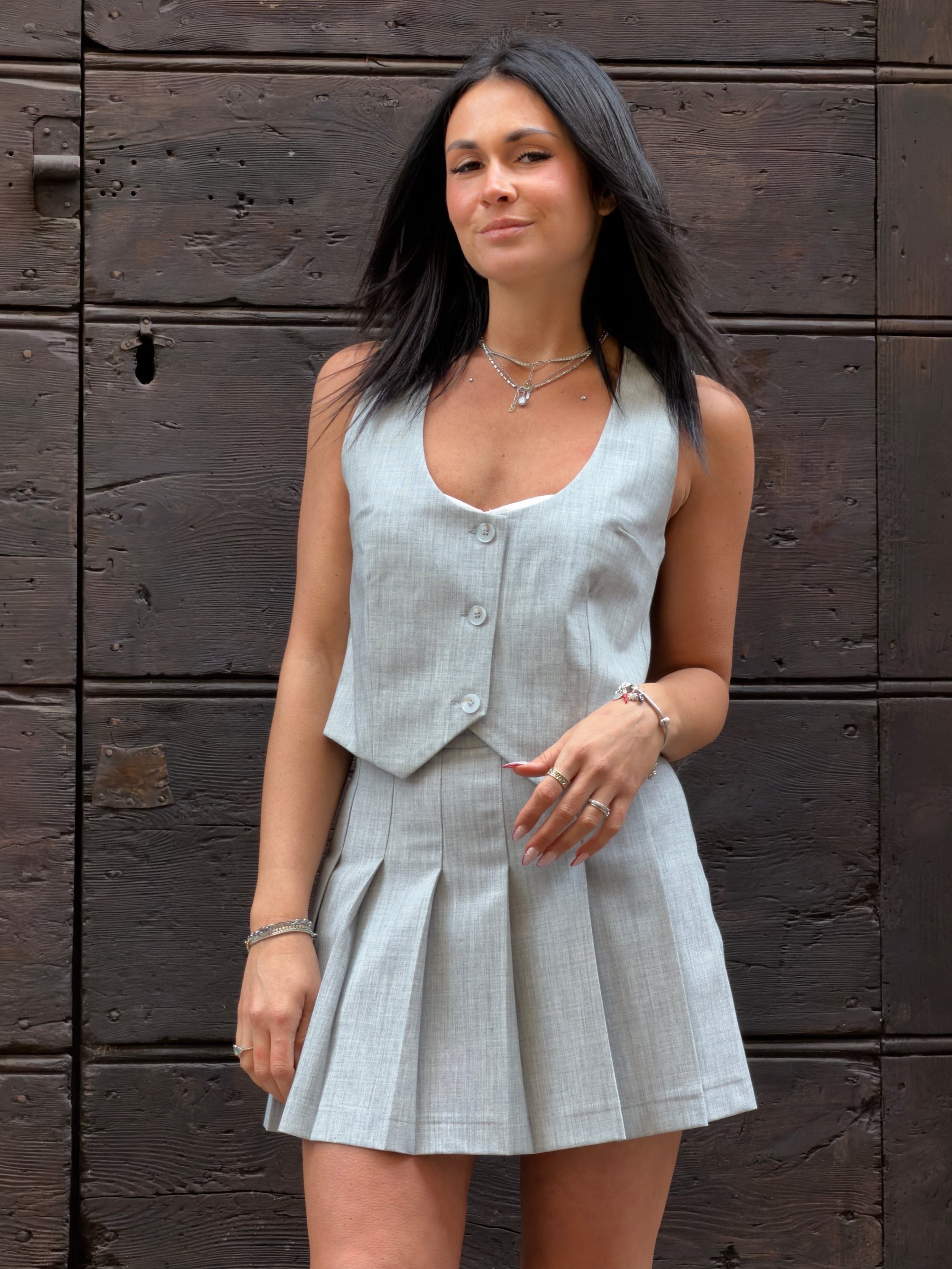 Gilet crop grigio