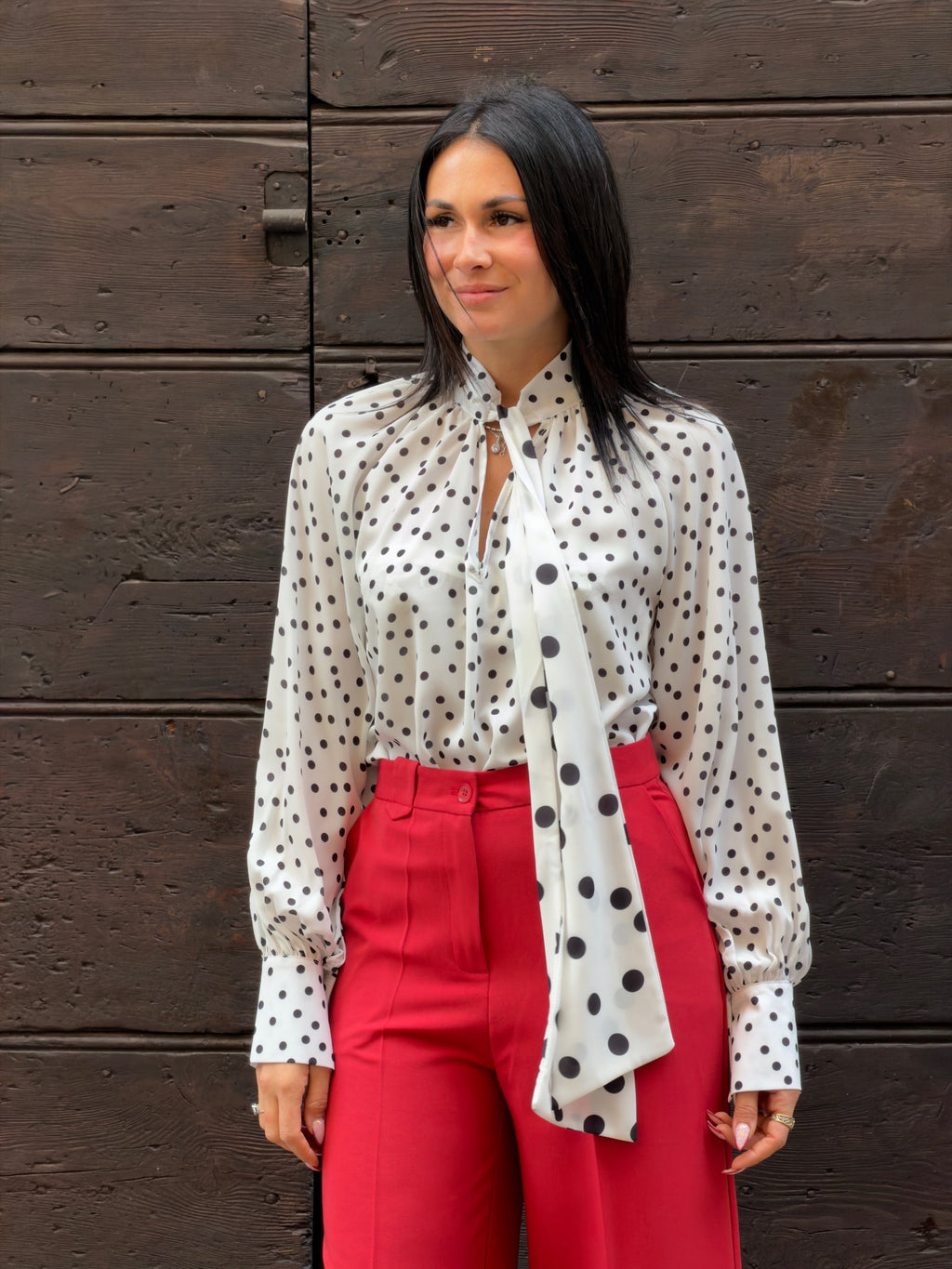 Blusa fiocco pois bianco e nero