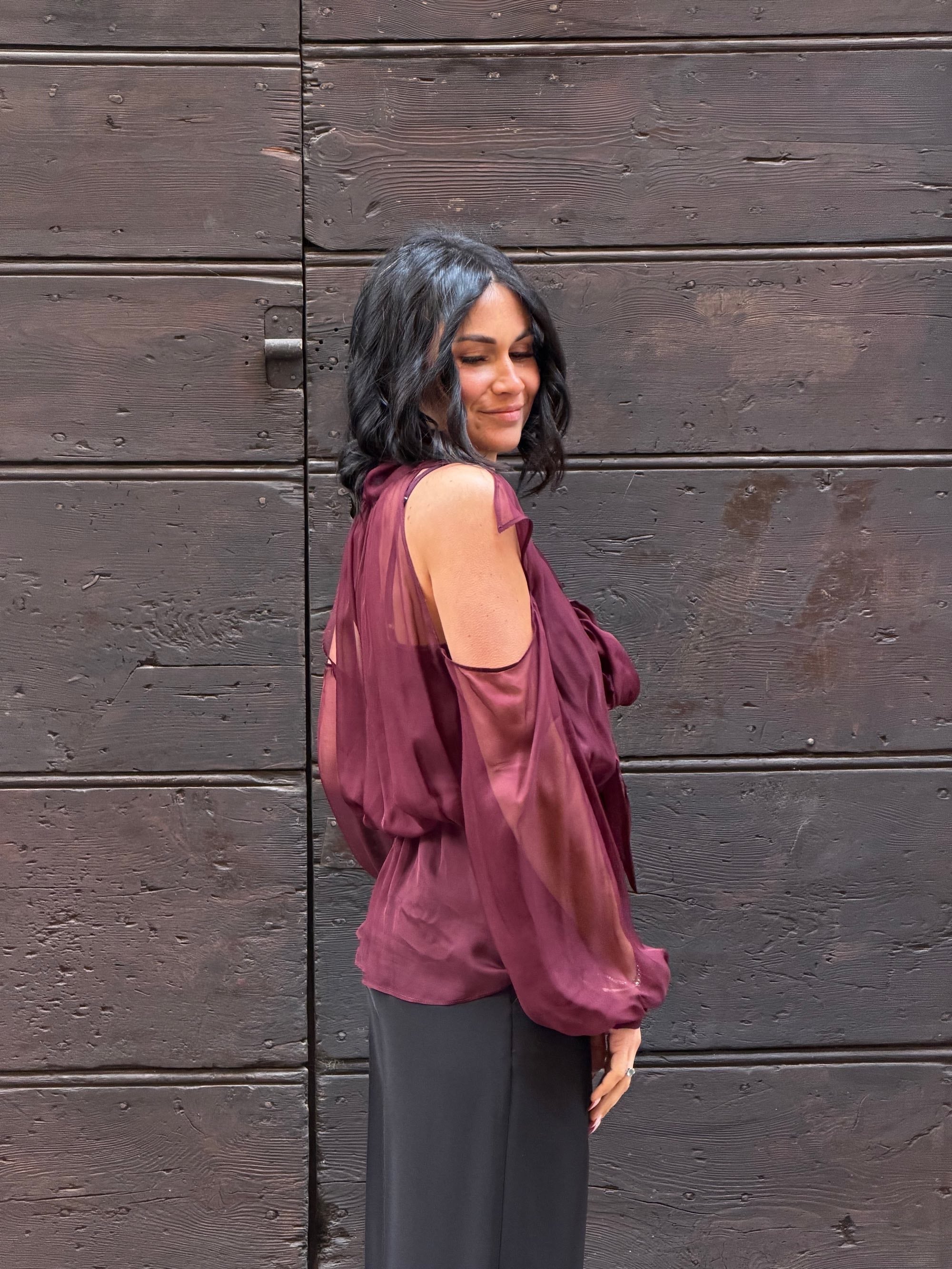 Blusa scollo a V royal brown