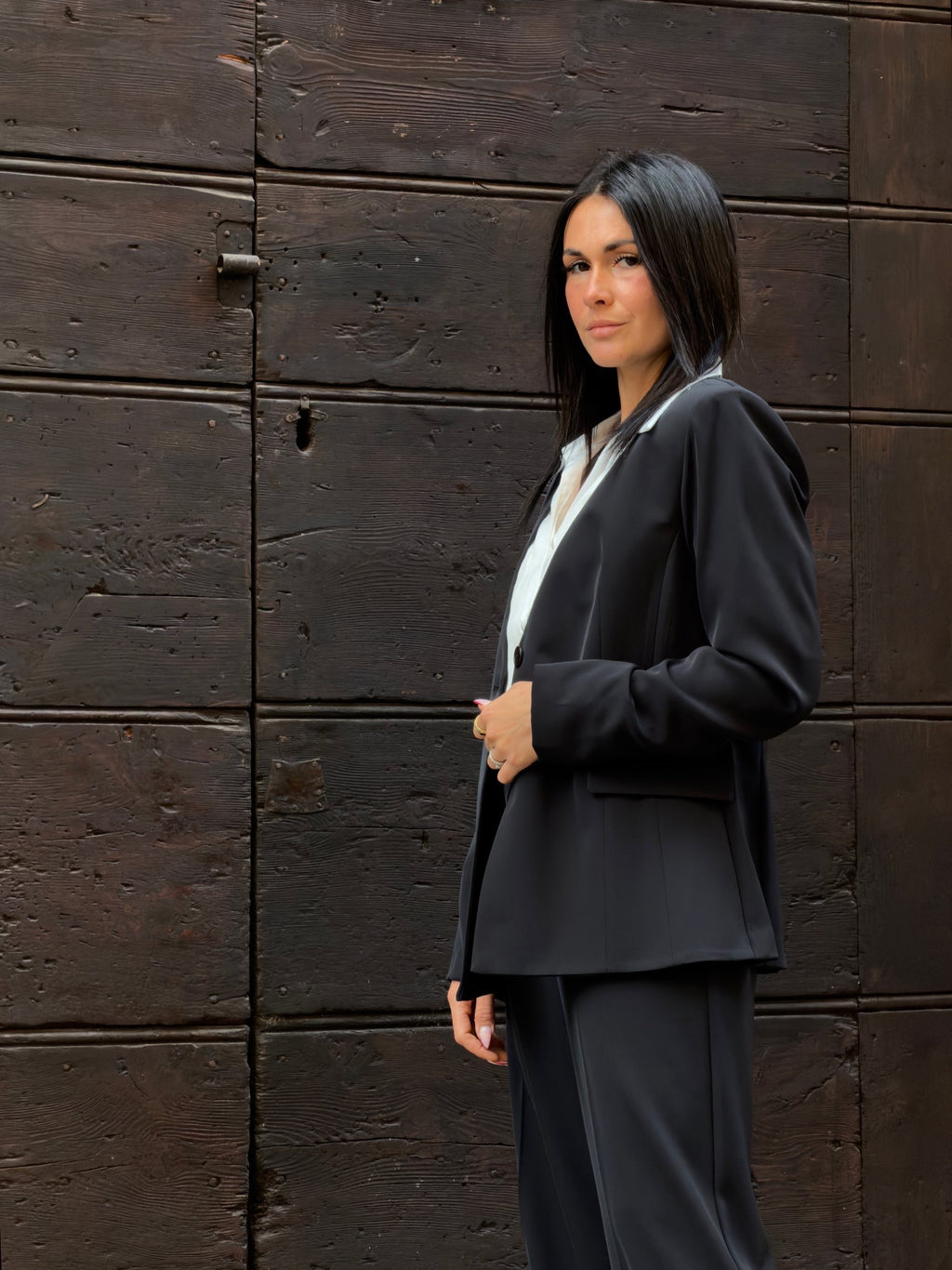 Giacca fit senza revers nero