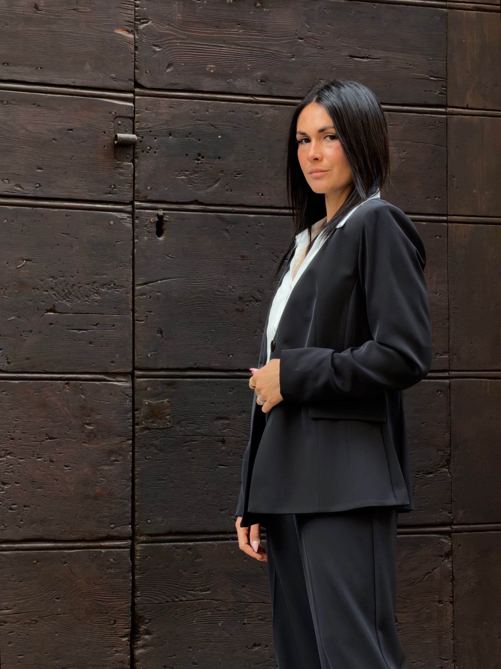Giacca fit senza revers nero