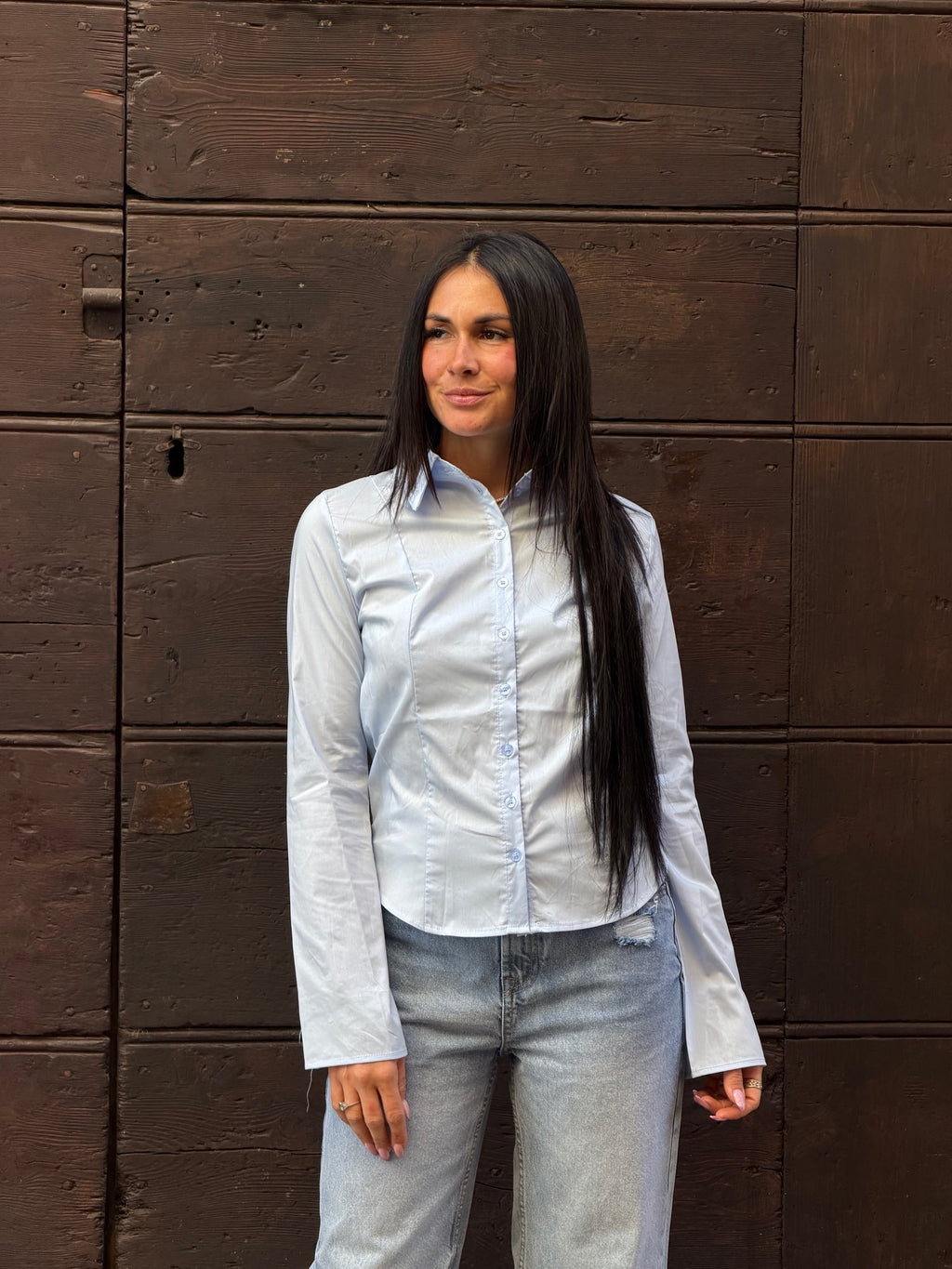 Camicia slim fit sky
