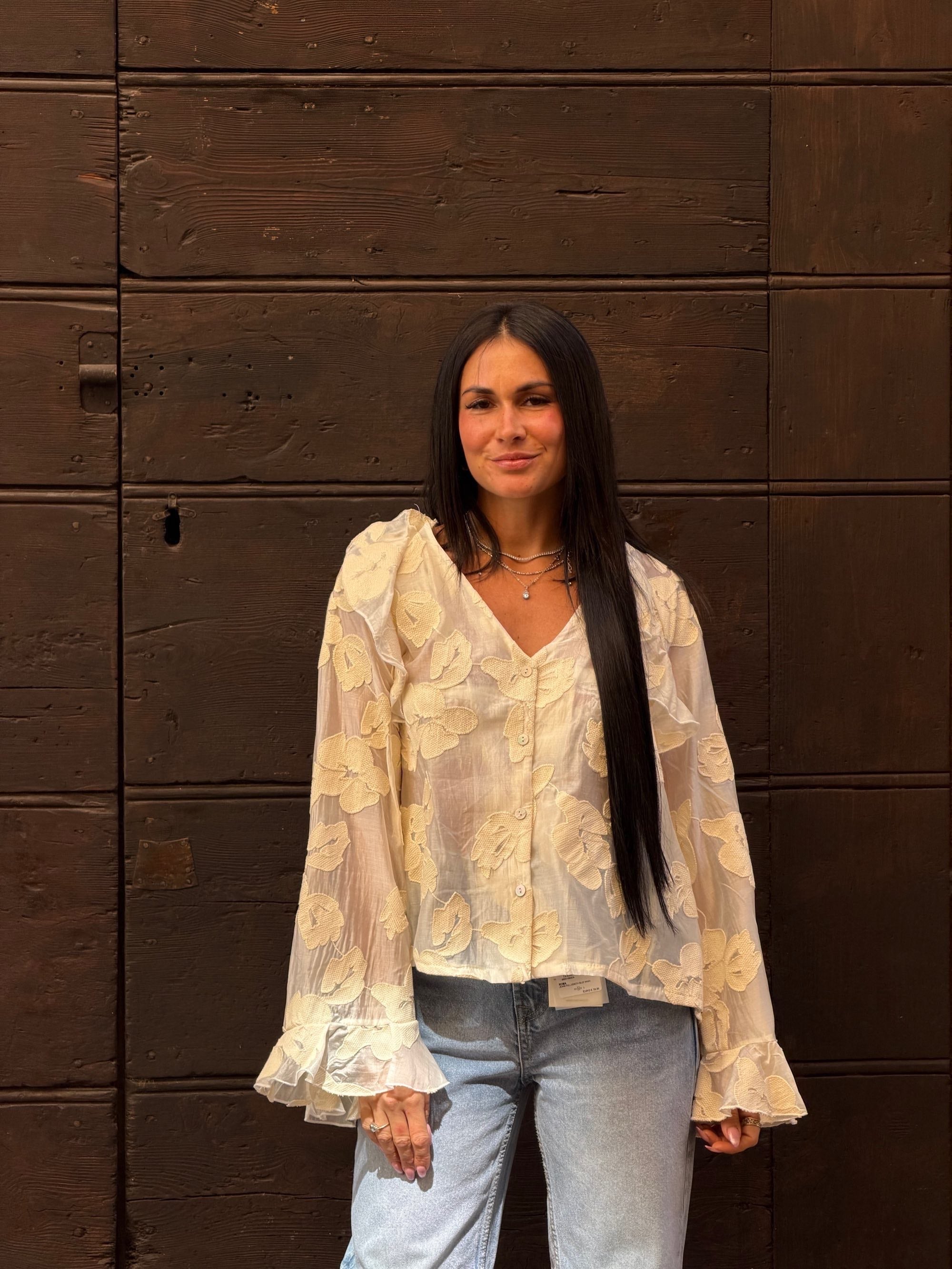 Camicia panna fiori