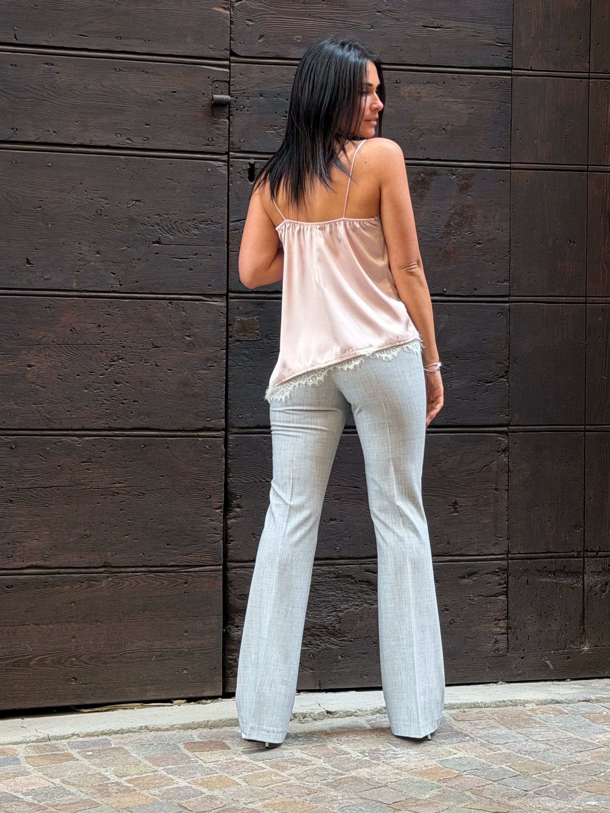 Pantalone flare grigio