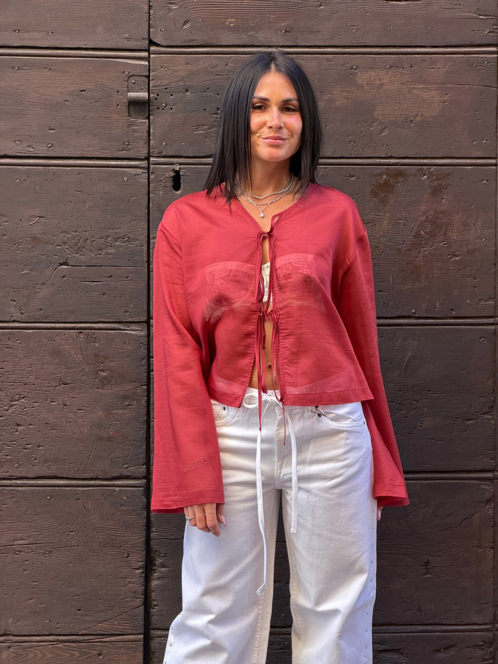 Coprispalla in voile viscosa terracotta
