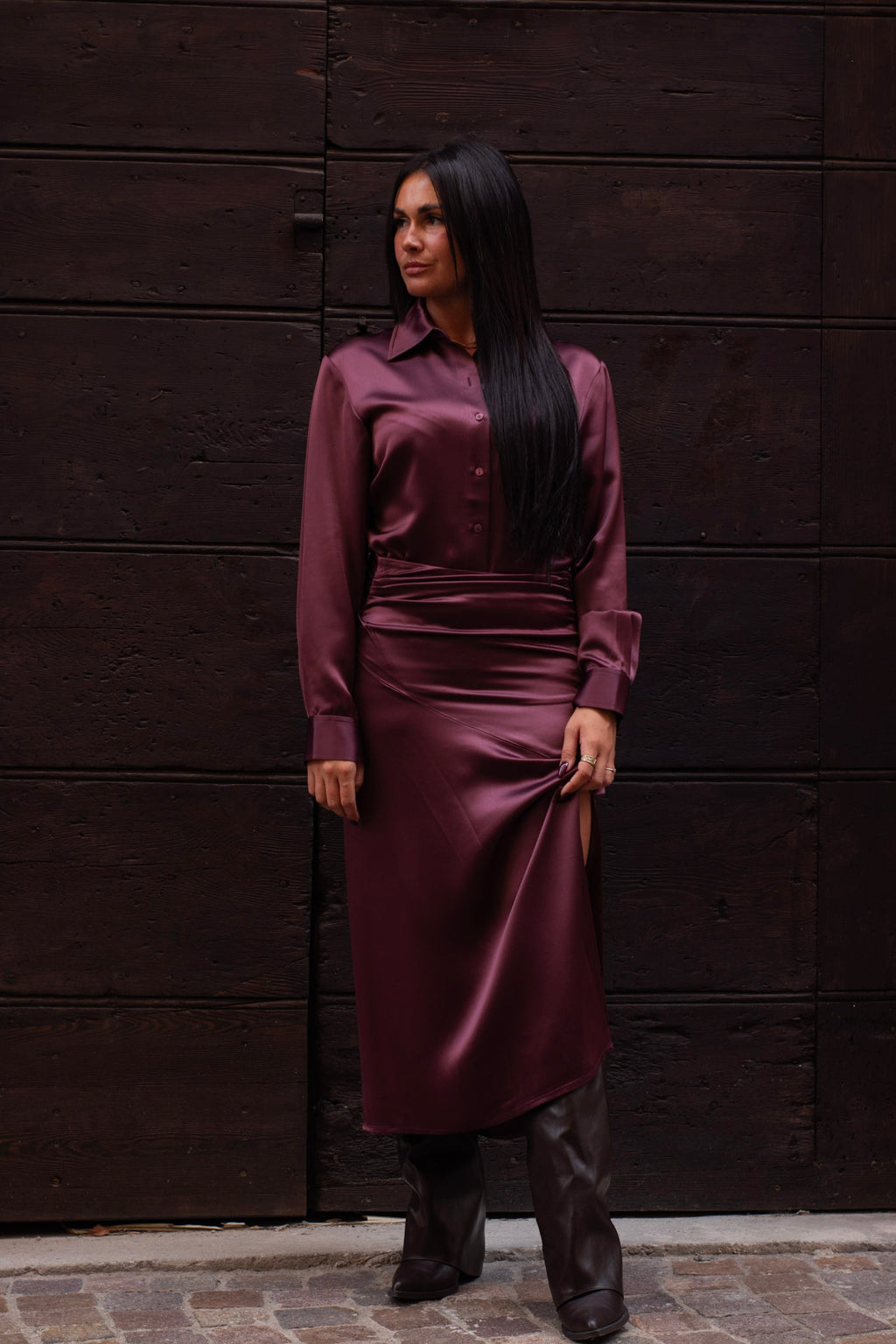 Abito Chemisier in raso di acetato winetasting