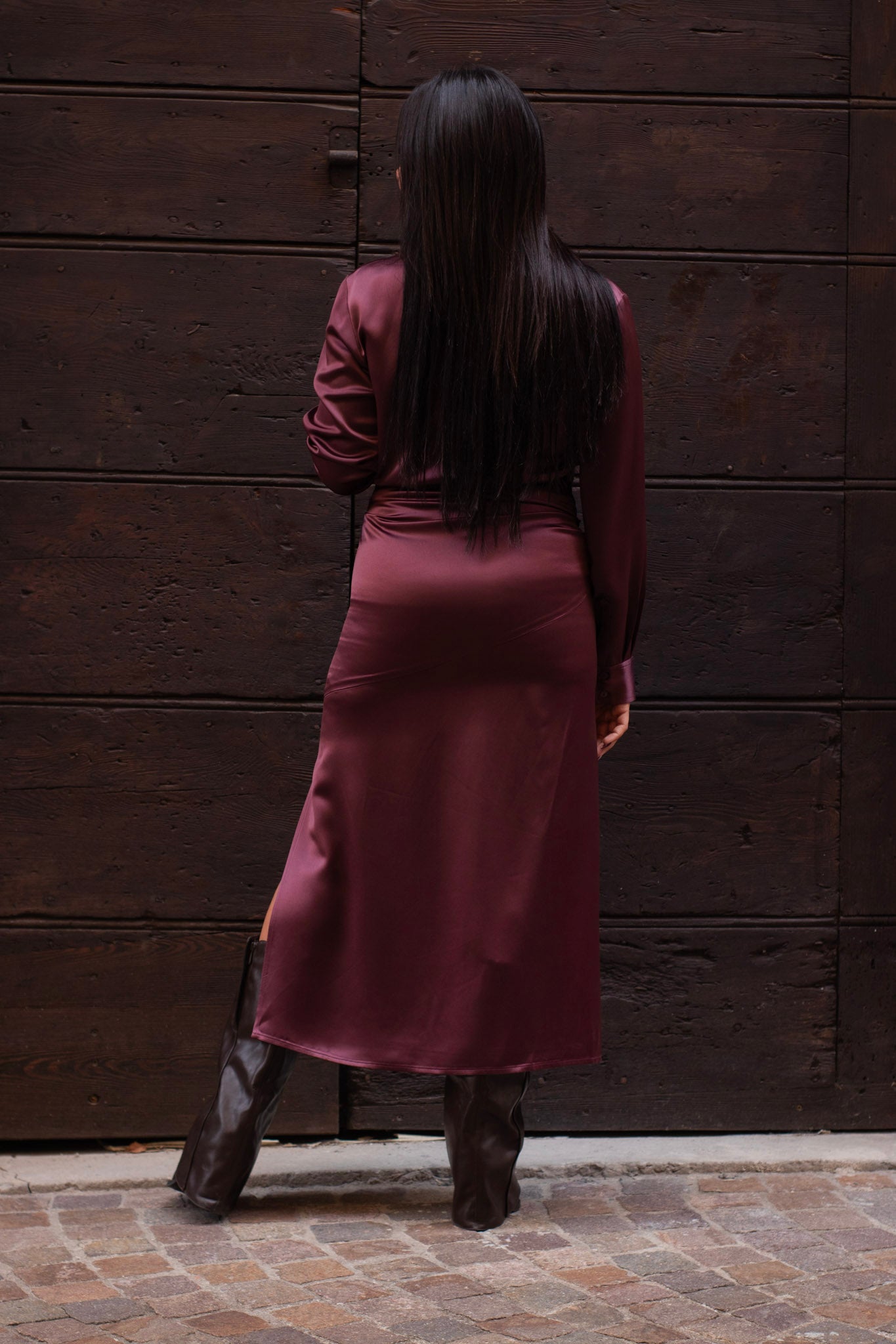 Abito Chemisier in raso di acetato winetasting