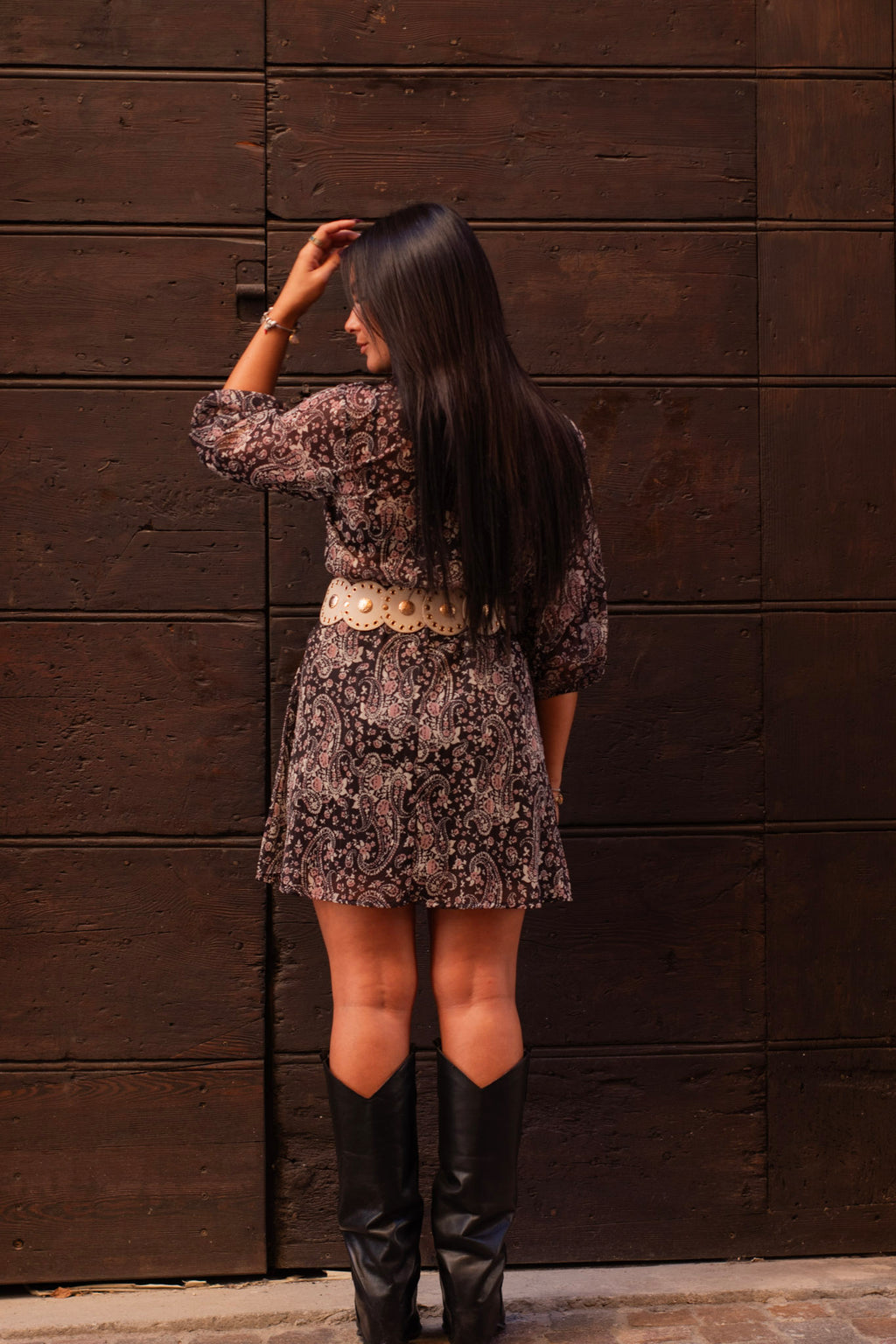 Abito con Fiocco Paisley Cipria