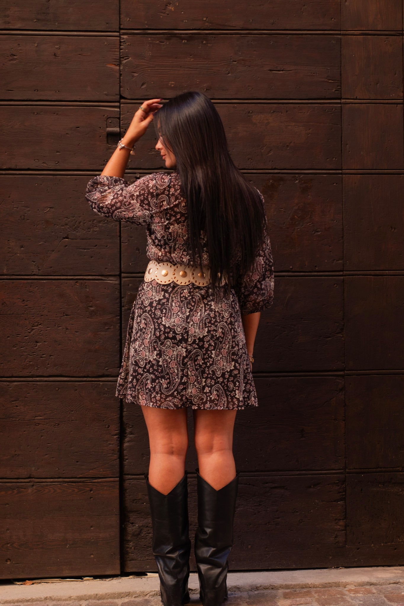 Abito con Fiocco Paisley Cipria