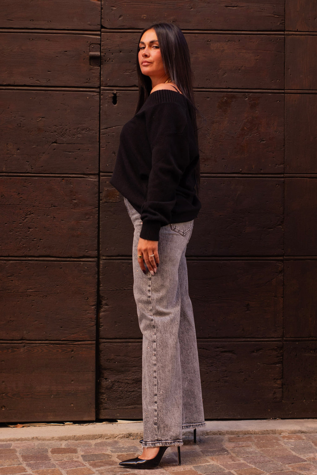 Jeans Grigio Brillantinato